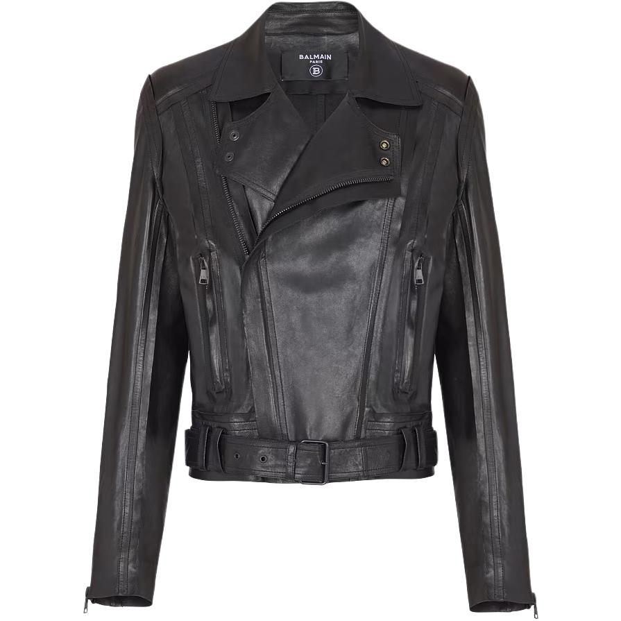 Мужская куртка BALMAIN Leather Jacket (черная)