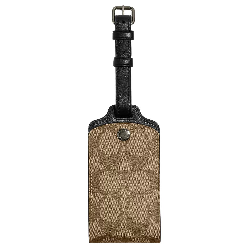 COACH Classic sophisticated leather brown luggage tag