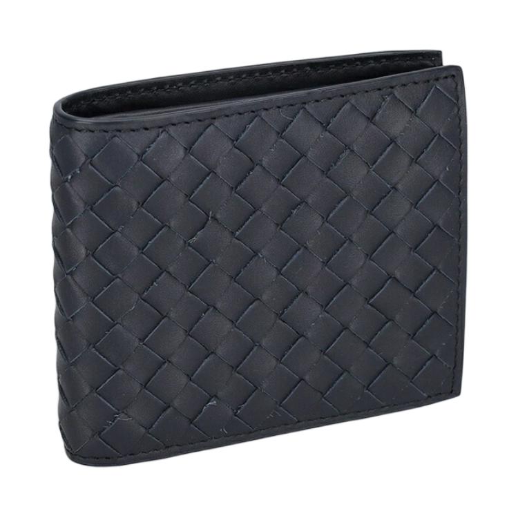 Мужской кошелек Bottega Veneta Intrecciato (темно-синий)