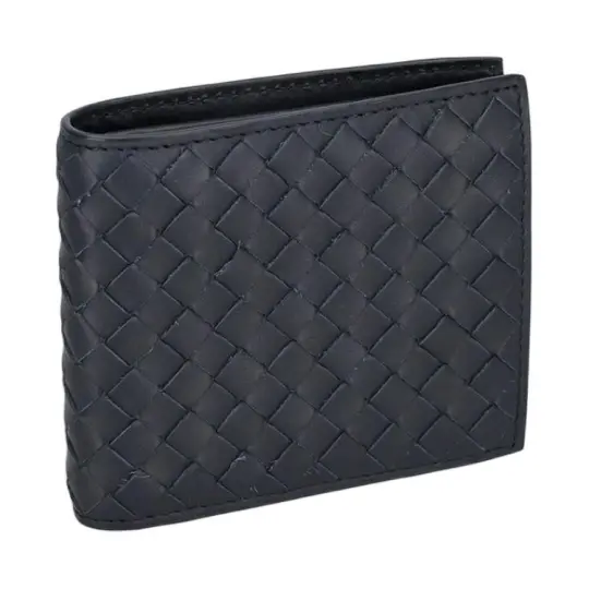Bottega Veneta Intrecciato Leather Wallet Men's Marine Blue