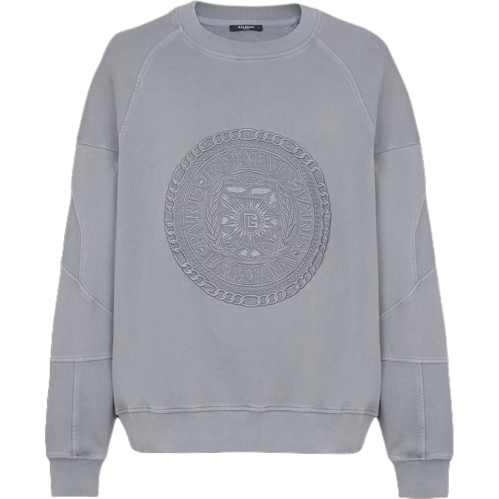 Мужской свитшот BALMAIN с вышивкой (серый)
