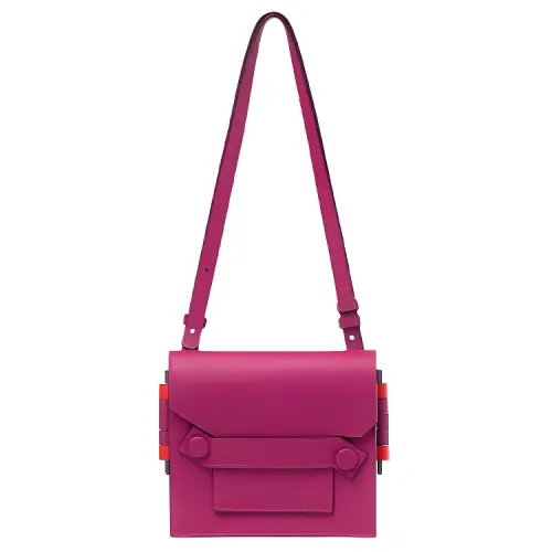 HERMES Evercolor Leather Shoulder Bag Women's Purple/Red