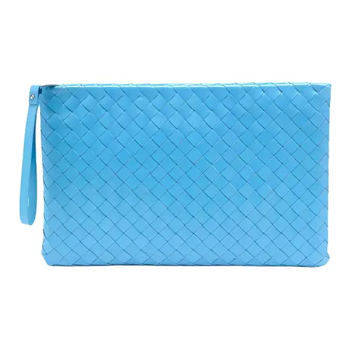 Bottega Veneta Woven Lambskin Clutch Unisex Pool Blue