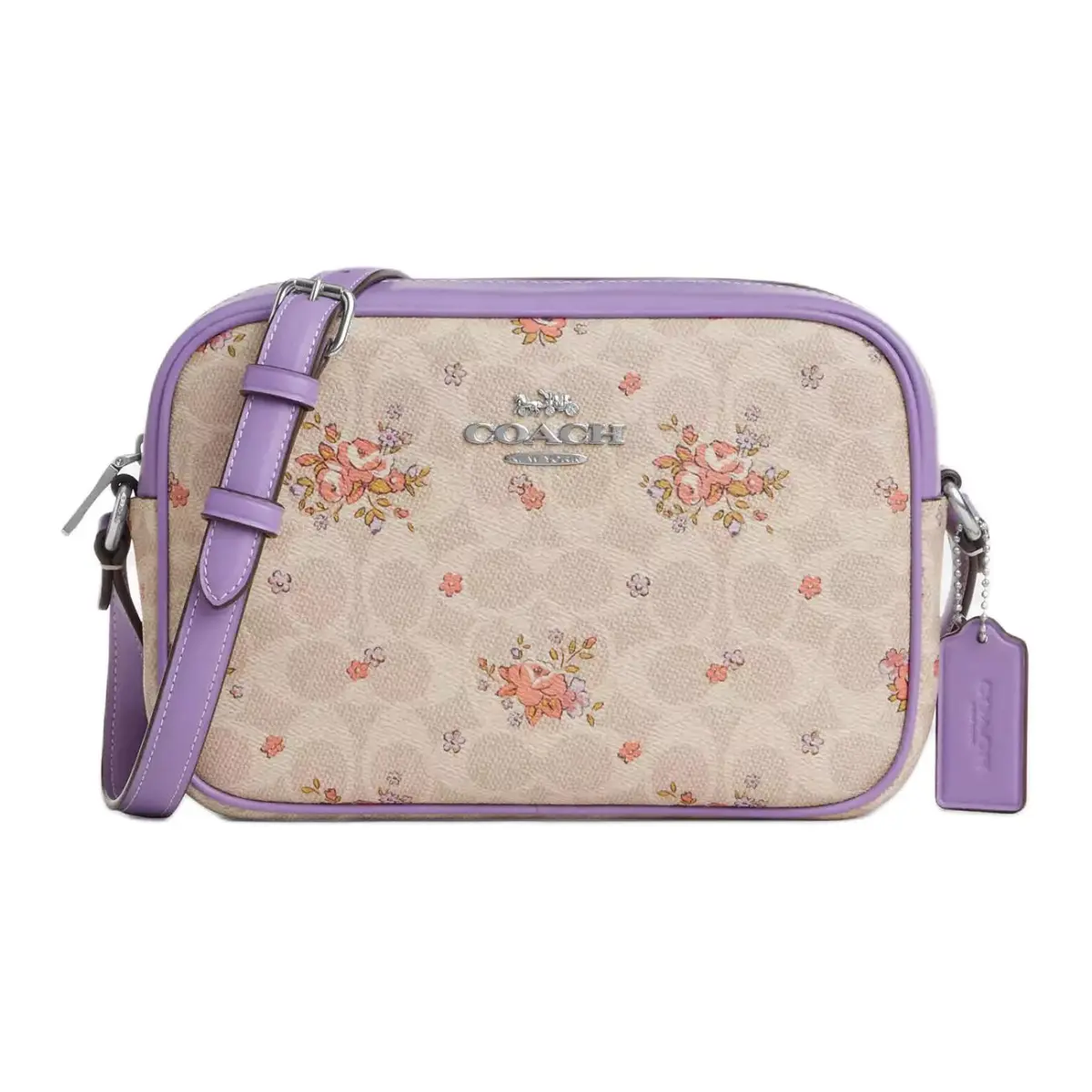 COACH Jamie Coated Canvas Camera Bag, Crossbody Bag, Shoulder Bag Small Women's Beige & Purple