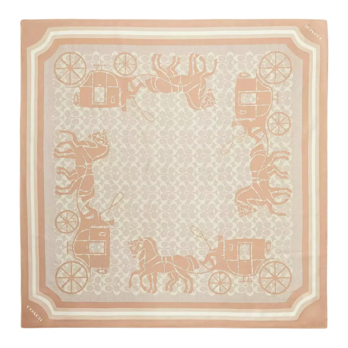 COACH Silk Scarves Women's Beige Pink