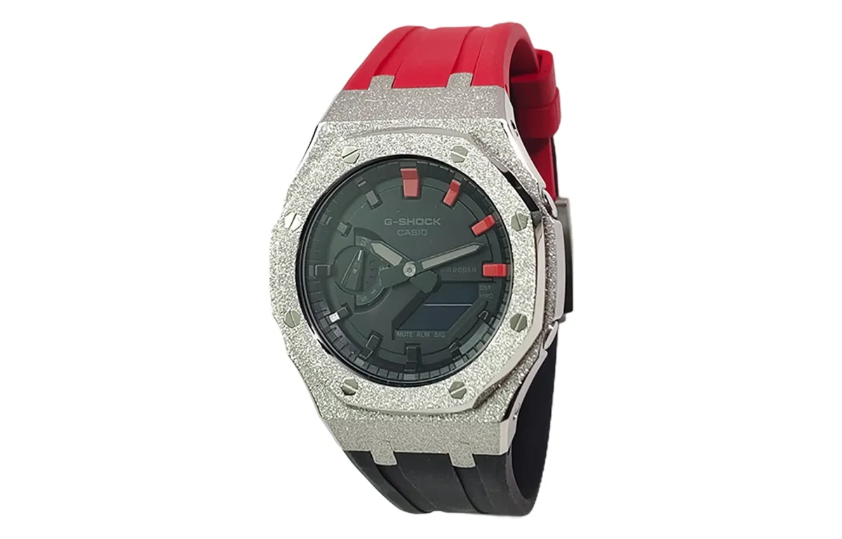 CASIO Custom Collection Quartz Movement Fluoroelastomer Strap Watch Men's Watches Black Dial