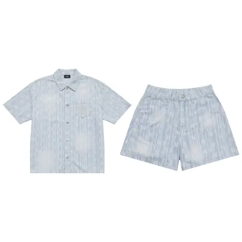 MLB Retro universal classic comfortable fashionable shorts for leisure, shirt, blue set for men and women, oversize, with short sleeve, simple and elegant design, 2 pieces