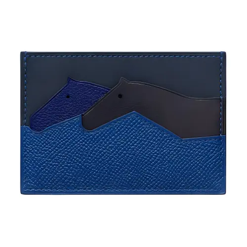 HERMES Les Petits Chevau Epsom Leather Card Holder Mini Men's Brook Sapphire/Indigo Blue