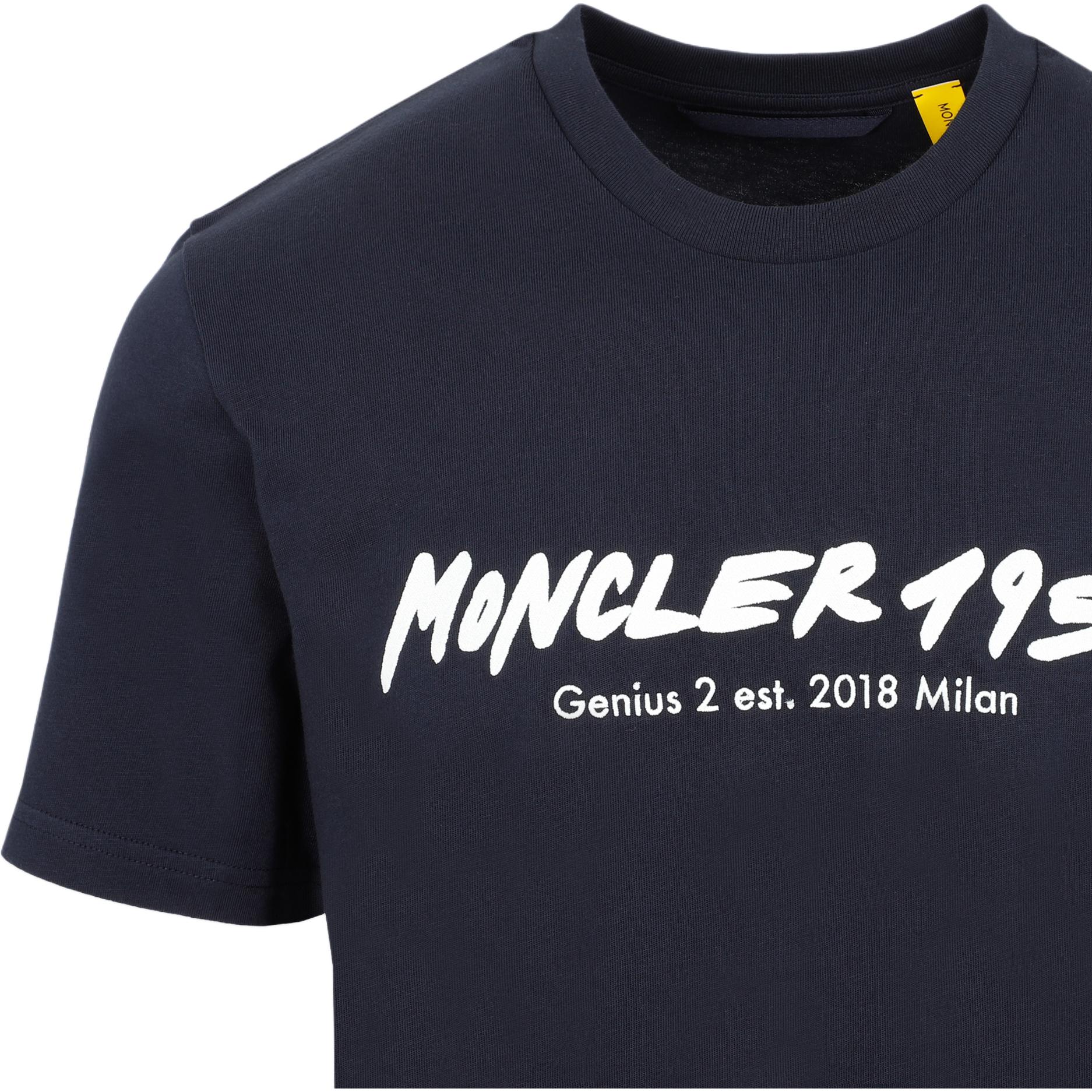 Мужская футболка Moncler LogoT (синяя) — фото 3