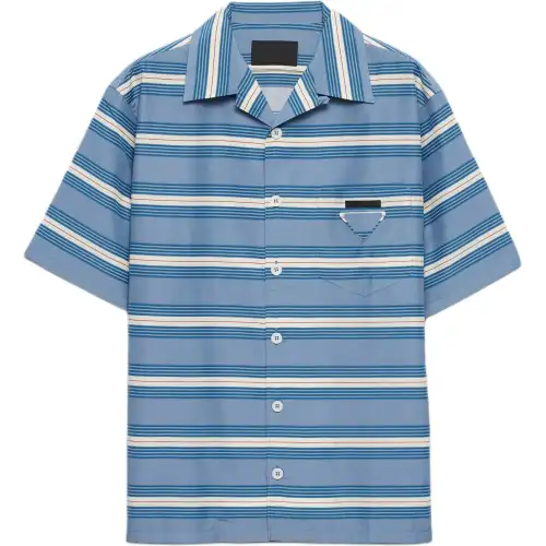 PRADA Shirts Men's Blue Polo Collar Moderate