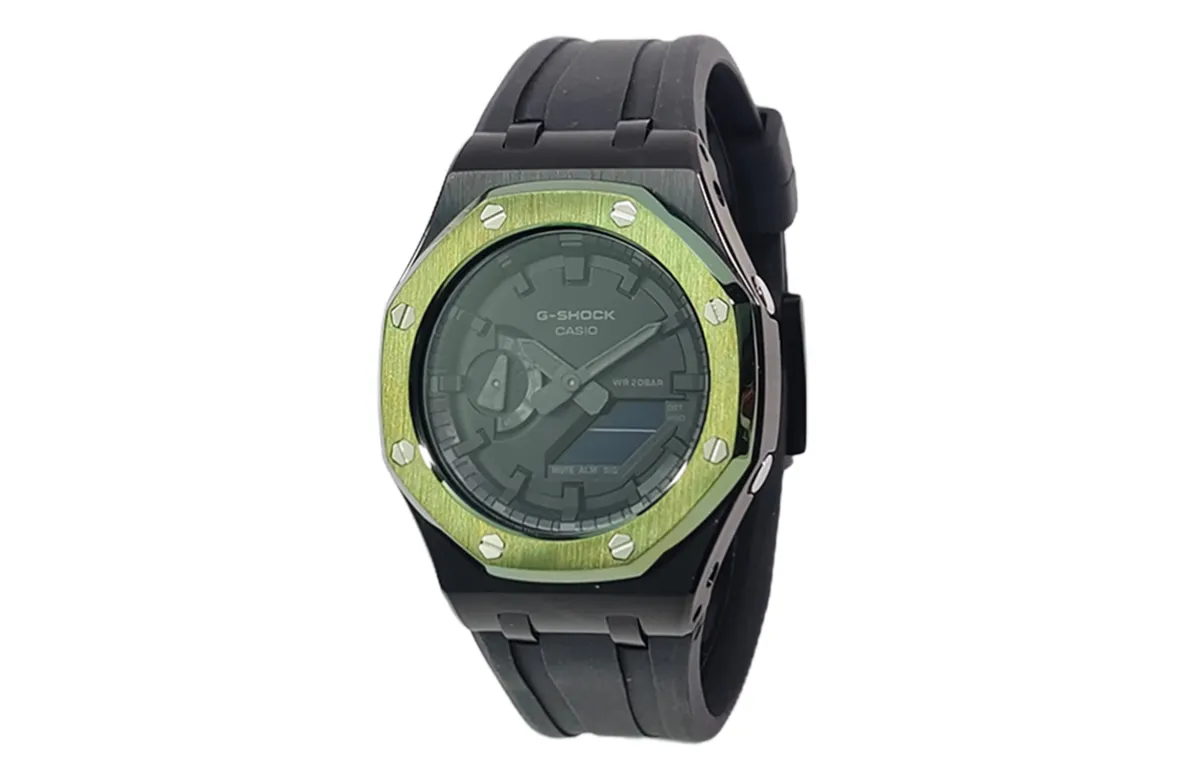 CASIO Custom Collection Quartz Movement Fluoroelastomer Strap Watch Men's Watches Black Dial