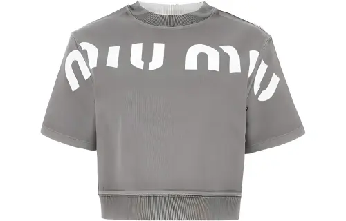 MIU MIU T Shirts Women's Brown Crew Neck Moderate Straight Fit