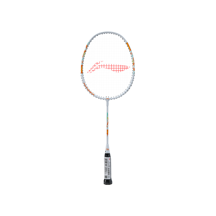 Li Ning Thunder KIDS Badminton Rackets Offensive Type Heavy Head, Stiff Shaft Entry level 555mm Kids 5U/G6 White Orange