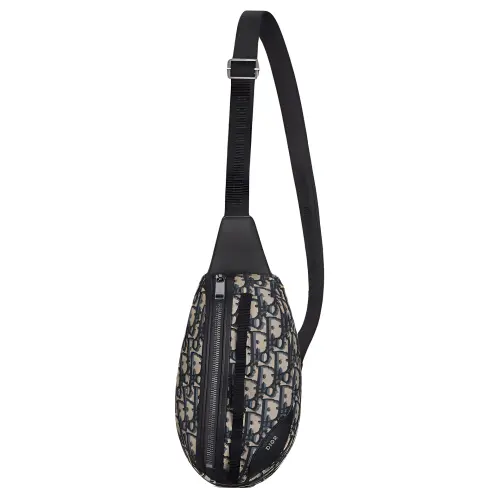 DIOR Scarab Oblique Printed Fabric Crossbody Bag, Shoulder Bag Mini Men's Beige & Black