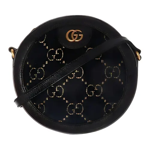 GUCCI Velvet Patchwork Leather Round Bag, Shoulder Bag, Crossbody Bag Small Women's Blue