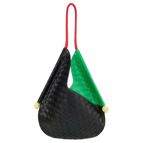 Bottega Veneta Solstice Leather One Shoulder Handbag Medium Women's Black & Green