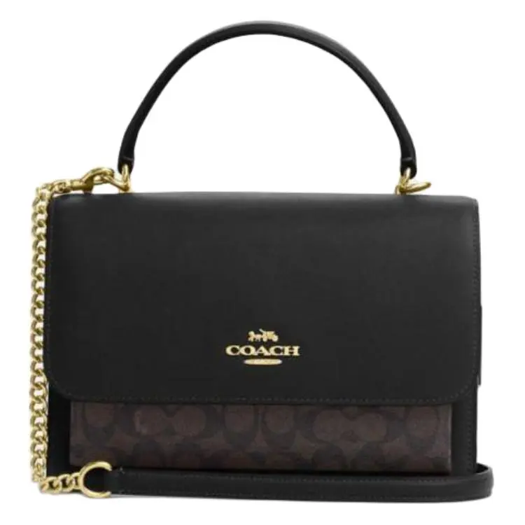 COACH Klare Coated Canvas One Shoulder Handbag Medium Women's Walnut & Black