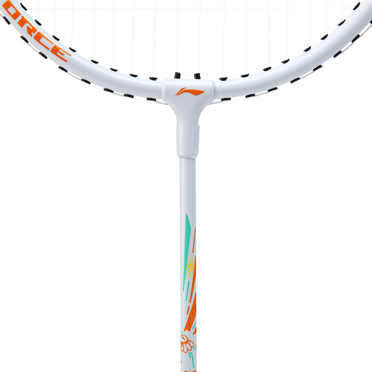 Li Ning Thunder KIDS Badminton Rackets Offensive Type Heavy Head, Stiff Shaft Entry level 555mm Kids 5U/G6 White Orange