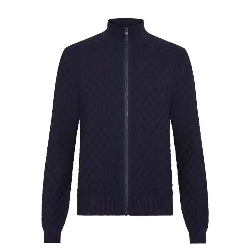 Lv Damier Signature Zip Through Cardigan