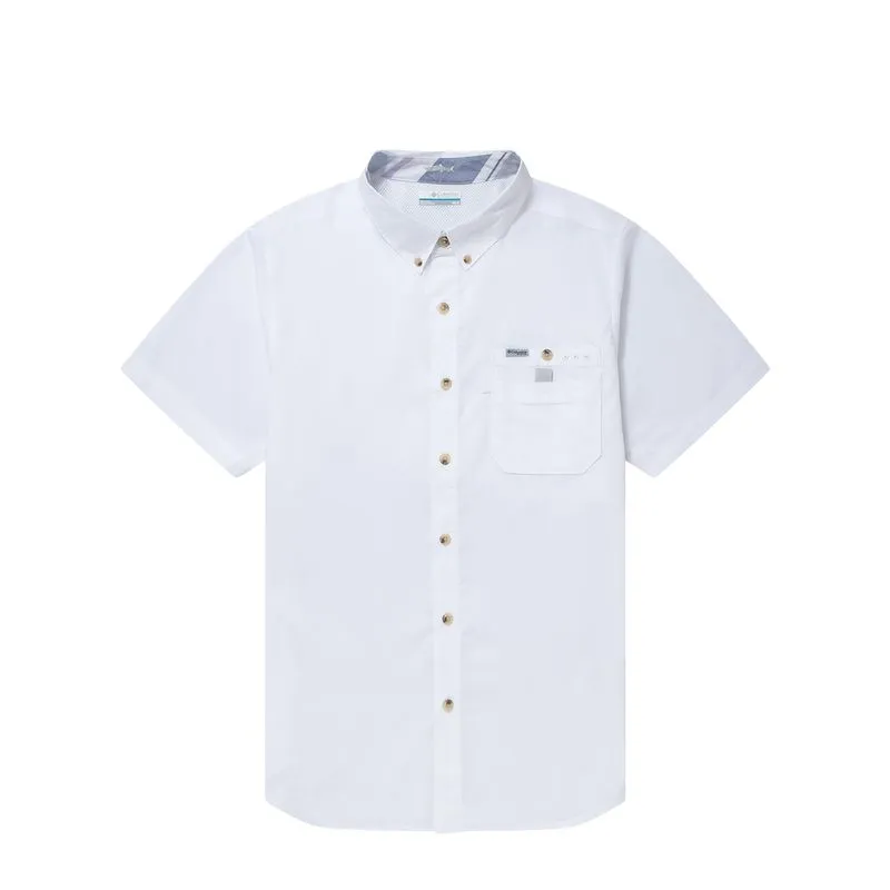 Columbia PFG Shirts Men's White Lapel Moderate