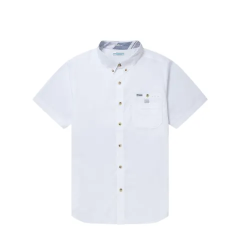 Columbia PFG Shirts Men's White Lapel Moderate