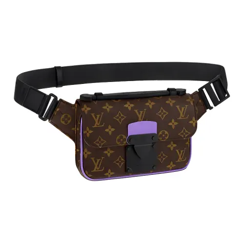 LOUIS VUITTON S LOCK Coated Canvas With Cow Leather Trim Fanny Pack Men's Brown/Purple