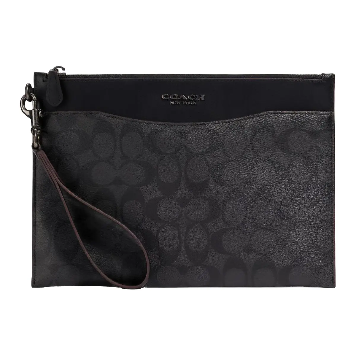 COACH Beckett Leather Document Bag Clutch Medium Men's Black Brown