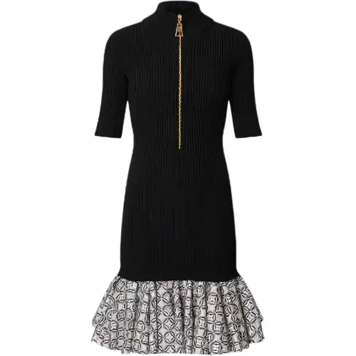 LOUIS VUITTON Short Sleeved Dress Women's Black