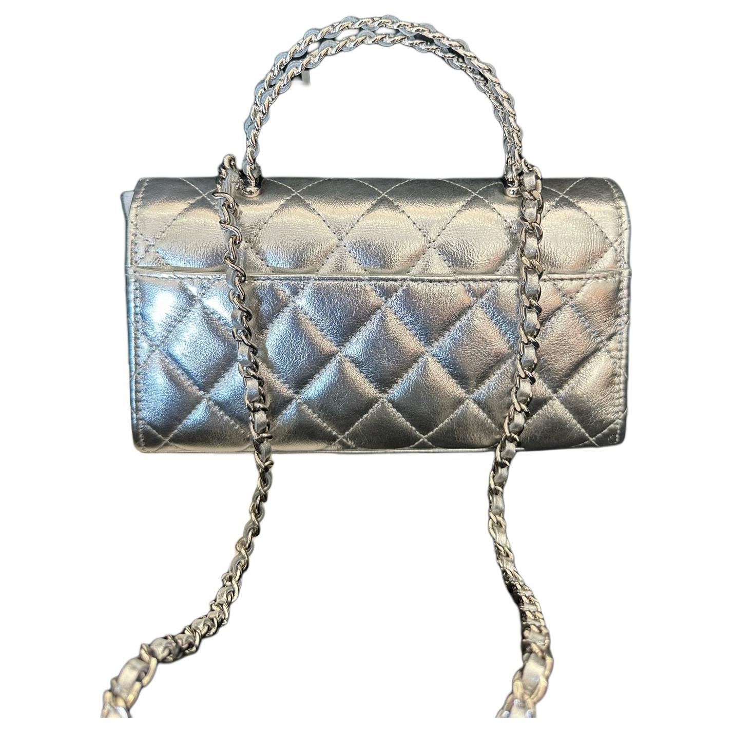 Женская сумка Chanel Kelly 25S (серебристая) — фото 3