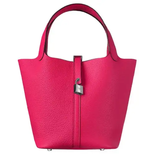 HERMES Picotin Lock Clemence Bullock Leather Basket Bag, Bucket Bag, Handbag 22 Women's I6 Rose Extreme Pink