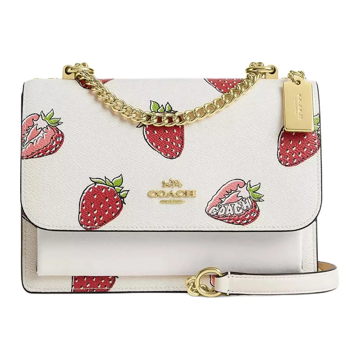 COACH Klare Coated Canvas With Leather Shoulder Bag Small Women's Gold & Chalk Multicolor