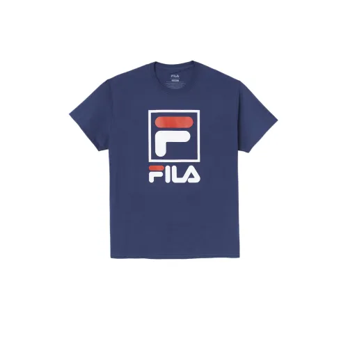 FILA T Shirts Men's Marine Blue Crew Neck Moderate