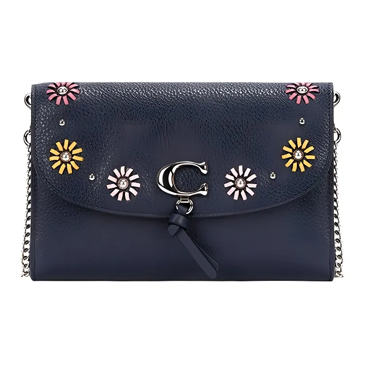 COACH Remi Leather Crossbody Envelope Shoulder Bag Women's Dark Blue