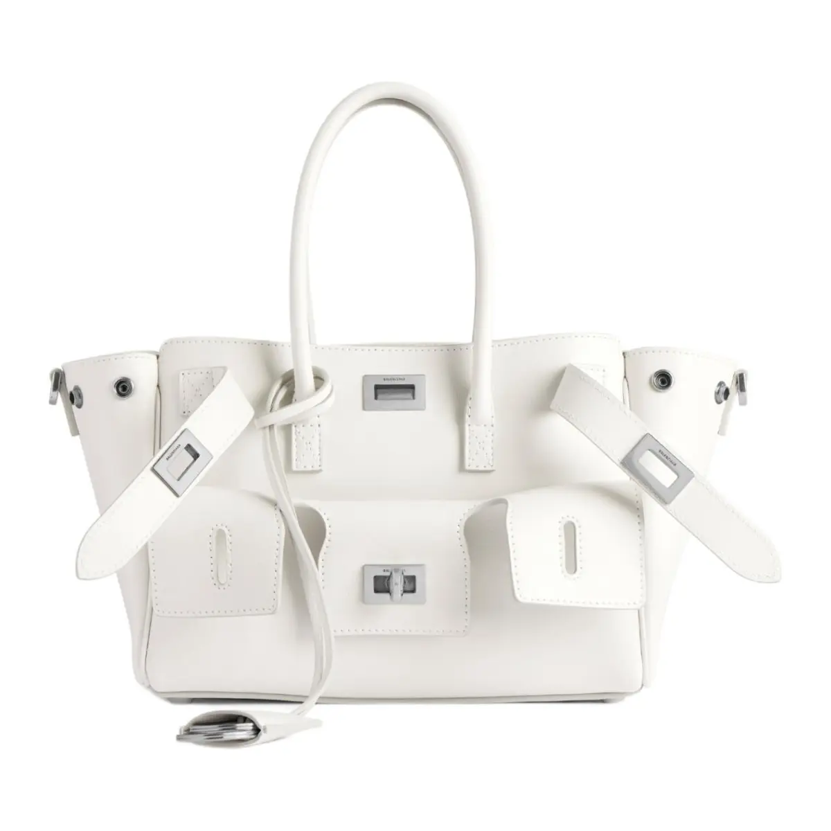 Balenciaga Bel Air Cow Leather Handbag Mini Women's White