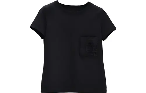 HERMES T Shirts Women's Black Crew Neck Moderate Straight Fit