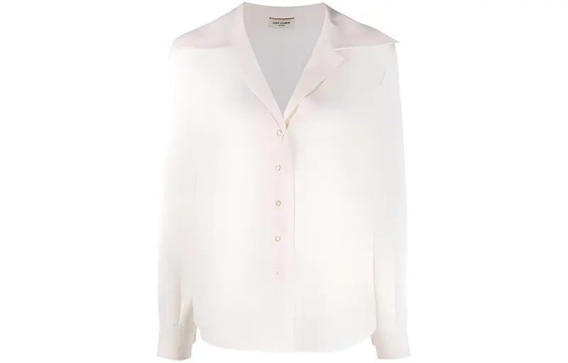 SAINT LAURENT Shirts Women's White Cuban Collar Moderate Shirt