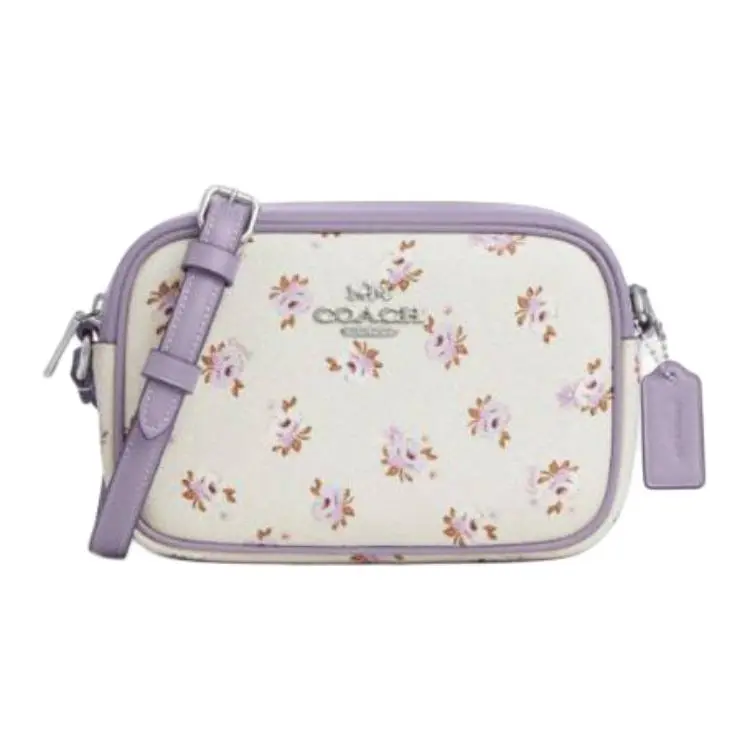 COACH Jamie Coated Canvas Camera Bag, Crossbody Bag, Shoulder Bag Small Women's Beige & Purple
