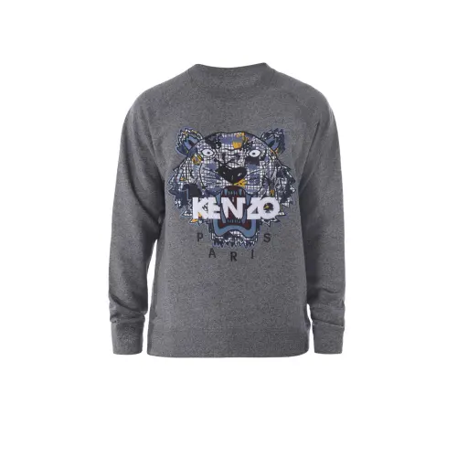 KENZO Sweatshirts Men's Gray Crew Neck Moderate Regular