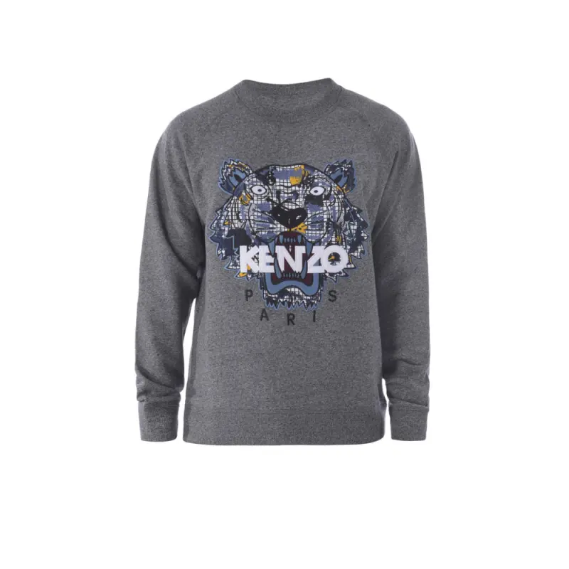 KENZO Sweatshirts Men's Gray Crew Neck Moderate Regular