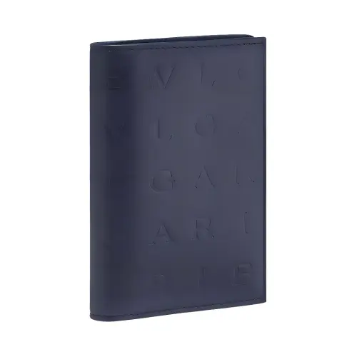 BVLGARI Calfskin Card Holder Women's Blue