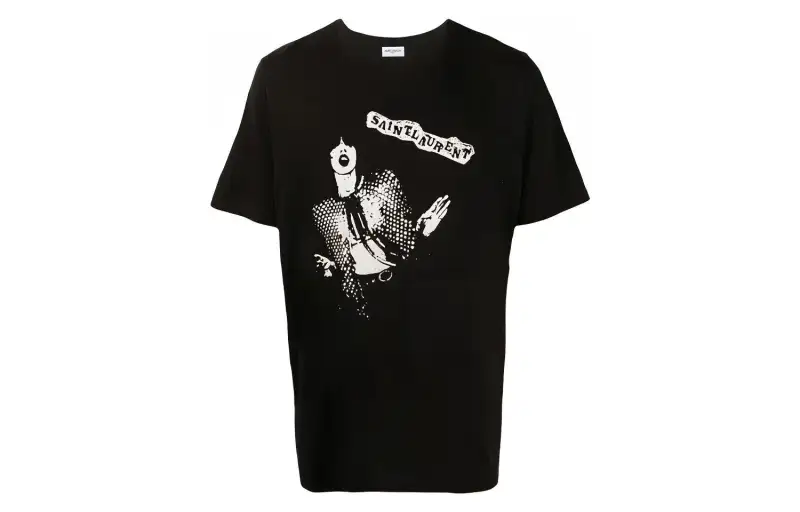SAINT LAURENT T Shirts Men's Black Crew Neck Moderate Straight Fit