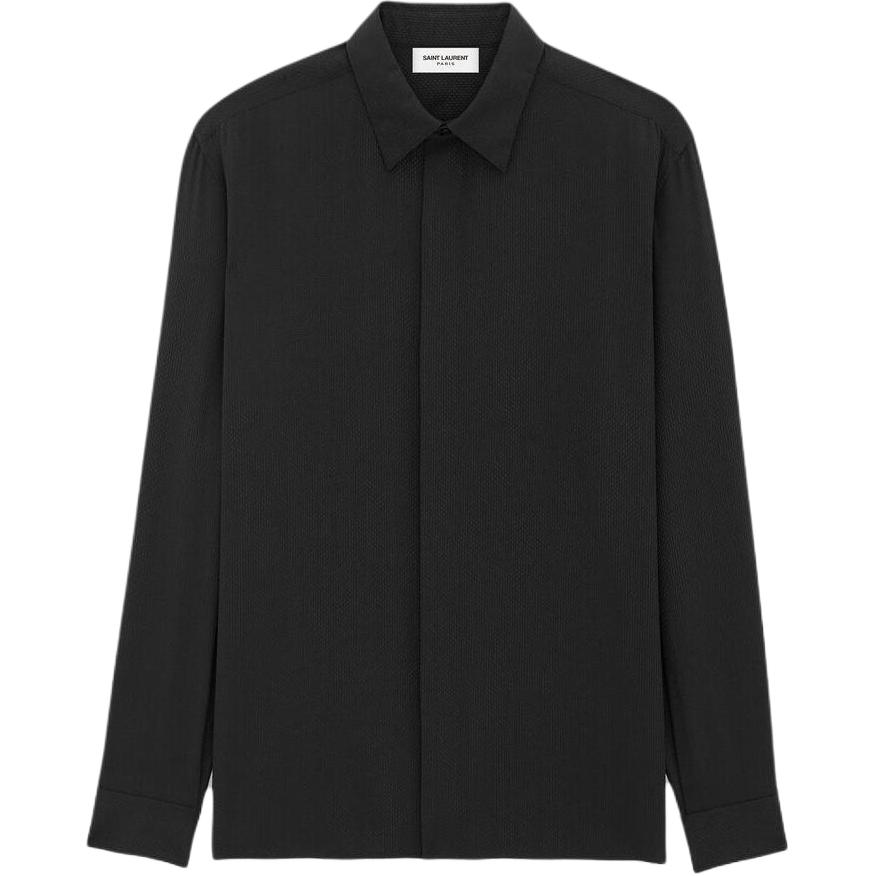 Мужская рубашка Saint Laurent с отложным воротником (черная)