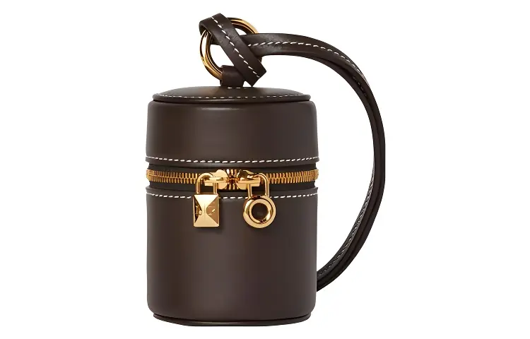 Loro Piana Calfskin Shoulder Bag, Crossbody Bag Mini Women's Dark Chocolate Liquorice Candy