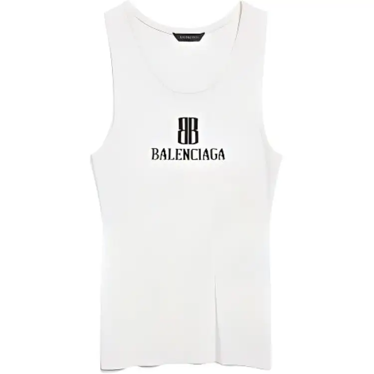 Balenciaga logo-intarsia sleeveless tank top