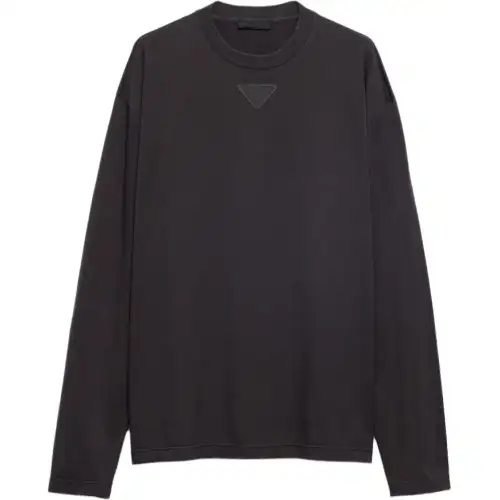 PRADA T Shirts Men's Black Crew Neck Moderate Straight Fit