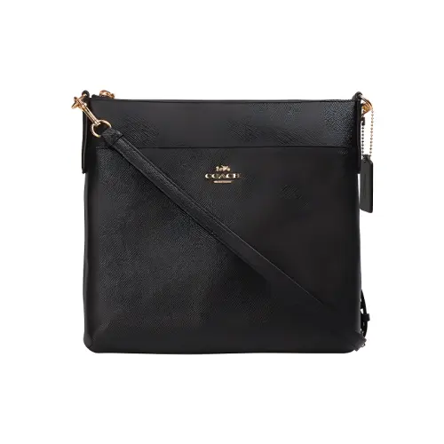 COACH Kitt Grain Leather Shoulder Bag Medium Women's Black