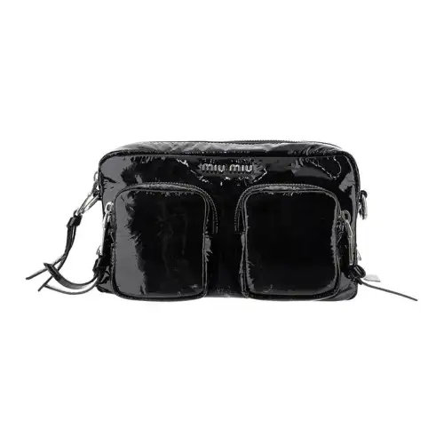 MIU MIU Leather Shoulder Bag Women's Black