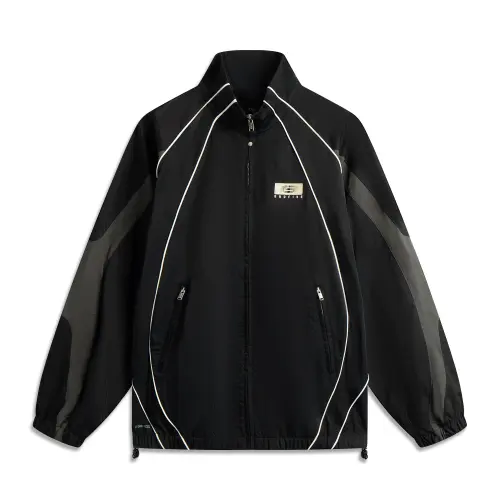 Li Ning, basketball sports black trench coat for leisure, loose fit
