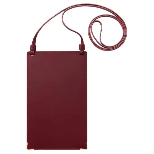 CARTIER Cow Leather Cell Phone Pouch Unisex Burgundy