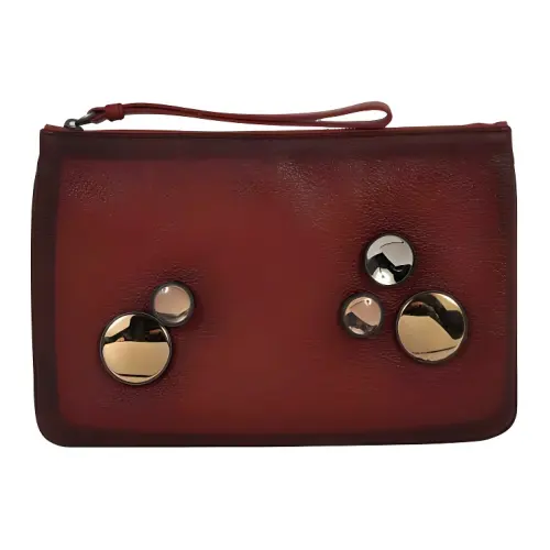 Bottega Veneta Zip Closure Goatskin Clutch Women's Brown